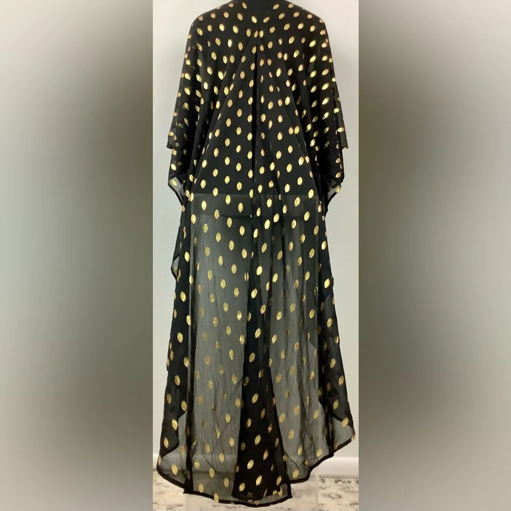 NWT Never Fully Dressed Black Multi Way flowy Dress/cover Gold dots on sheer - Picture 8 of 13